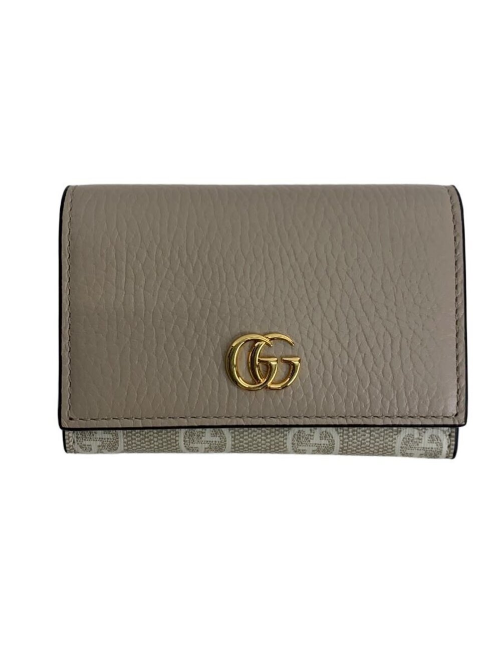 Gucci Card Case Wallet Leather Beige Cream GG Moment
